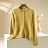 Women's Soft Cable Knit Wool Cardigan - Round Neck, Long Sleeve, Thick & Loose Fit, Perfect for Autumn & Winter