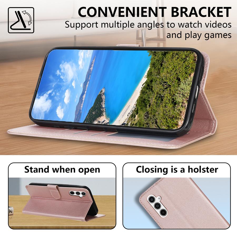 Brieftasche mit Kartenfach, Fotorahmen, Ständer, magnetischer Klapphülle aus Leder für Samsung Galaxy A06 A16 A26 A36 A56, stoßfest