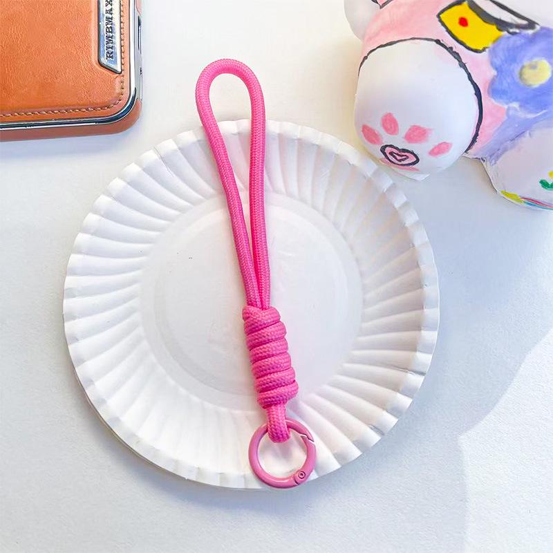 14CM Color Block Woven Plush Mobile Phone Lanyard & Anti-Lost Keychain Rope