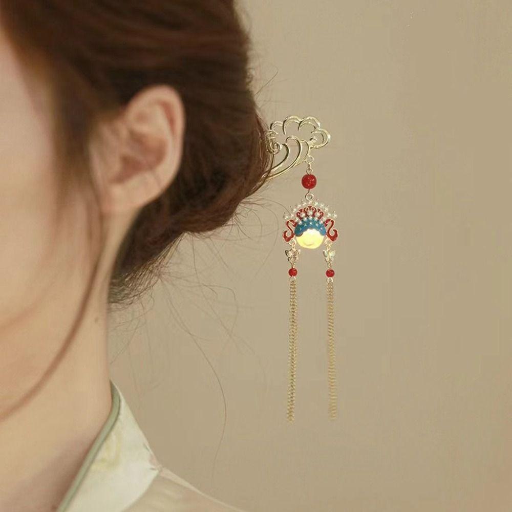 Pearl Glowing Lantern Hairpin Luminescent Hanfu Hair Clip Butterfly Hairpin  Girl Hair Accessories