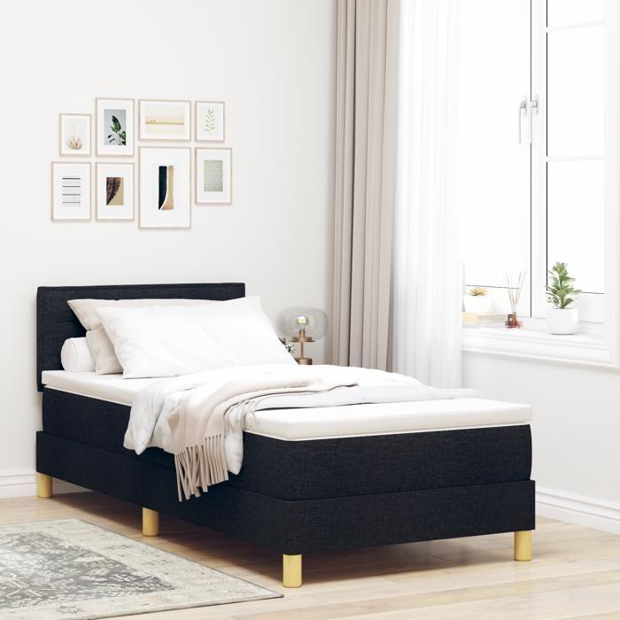 VidaXL lit à ressort avec matelas &amp; LED noir 90x200 cm tissu 3342333