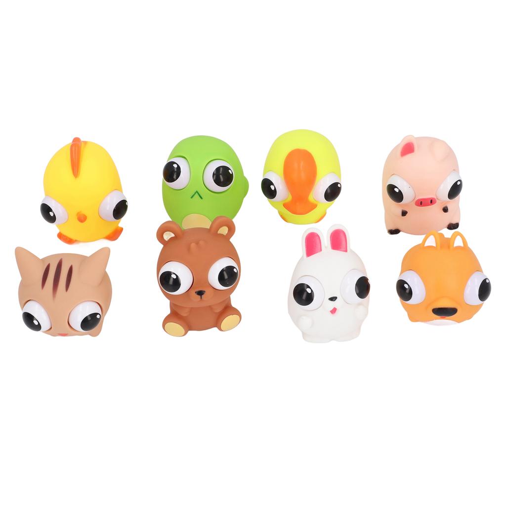 8pcs Cartoon Squeeze Toy Eyes Opening Stress Anxiety Relive Animal Squeezing Sensory Toy for Kids