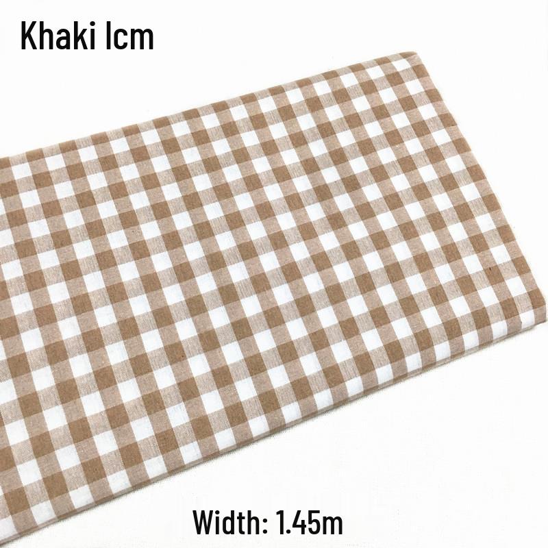 Khaki Plaid Fabric for DIY: Small Square Shirt, Tablecloth, Curtain