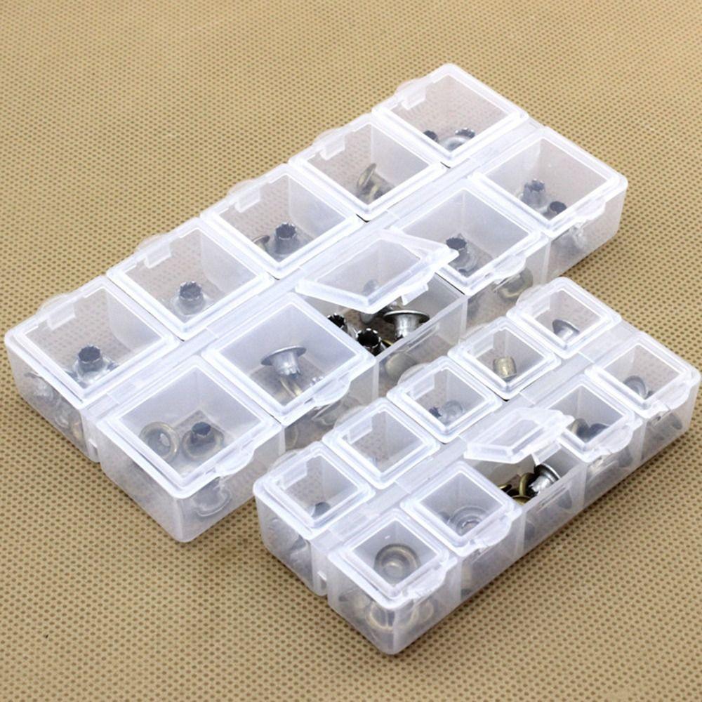 10 Grid Earrings Necklace Organizer Double Row Pill Box Holder Container Medicine Storage Case