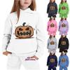 Kids Halloween Hoodie Set with Pumpkin Print Pullover Sweatshirt and Matching Pants Comfortable Casual Outfit for Boys and Girls