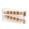 Transparent Rolling Egg Storage Box with Lid for Refrigerator