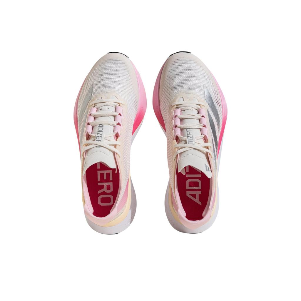 adidas Adizero Boston 12 Kreideweiß Klares Pink Unisex Sneaker Creme Silber-Metallic JQ8673