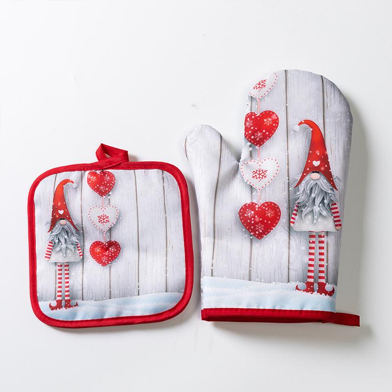 Polyester Oven Anti Scald Gloves Gift Microwave Oven Gloves Barbecue Printing Microwave Christmas Baking Heat Insulation Pad