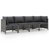 VidaXL 4-seater Garden Sofa with Cushions Grey Wicker