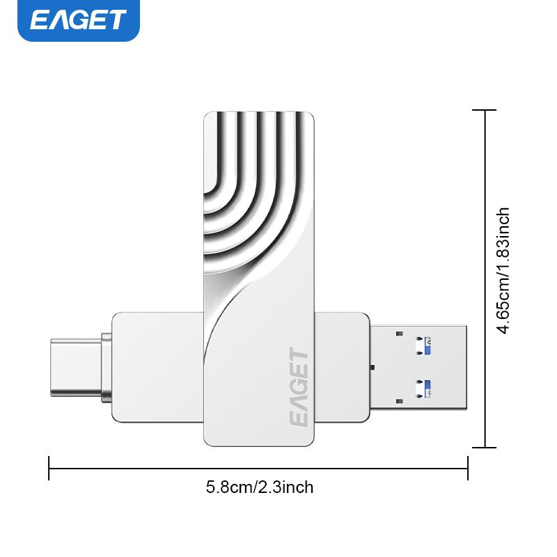 EAGET USB 3. 2 Type C To USB Flash Drive Pen Drive  2 In 1 USB 3.2 Memory Stick Flash Disk Type-C Pendrive