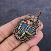 Rainbow Calsilica Gemstone Handmade Copper Wire Wrap Jewelry Pendant 2.29" T9A61