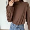 Langarm Shirt Bottom Frauen T-shirts Herbst Winter Mode Weibliche Beiläufige Dünne Hohe Elastische Mock Neck T-shirts Pullover Tops