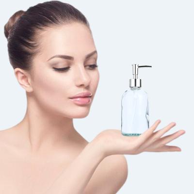 410ml Glas Seifenspender mit Edelstahlpumpe Seifenlotion Flasche für Küche und Bad Elegant
