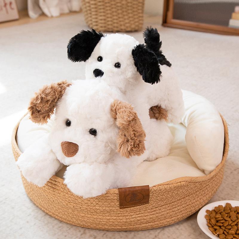 Simulation Cute Posing White Dog Doll Plush Toy Girl Sleeping on Bed Pillow Children's Holiday Gift
