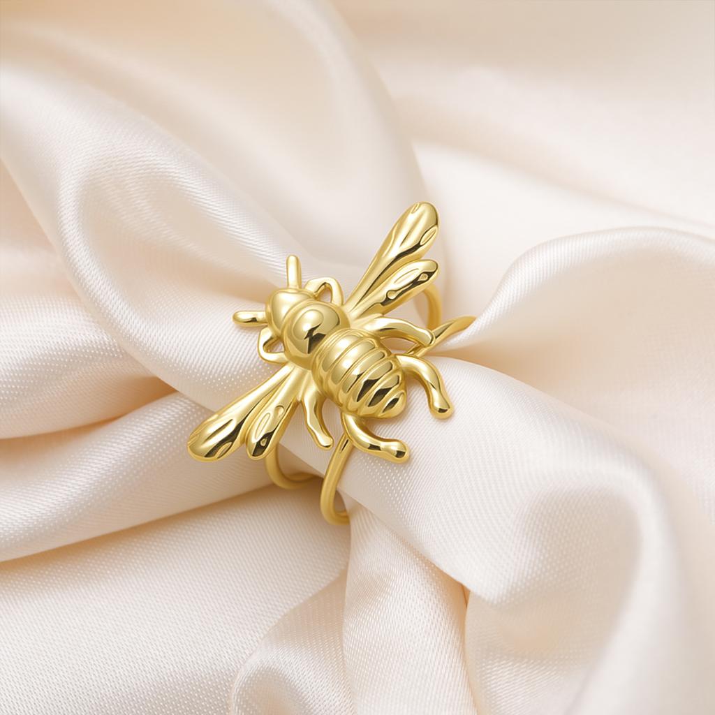 Cazador Stainless Steel Honeybee Adjustable Rings for Women Gold Plated Finger Rings Insect Jewelry Birthday Gift Wholesale 2026