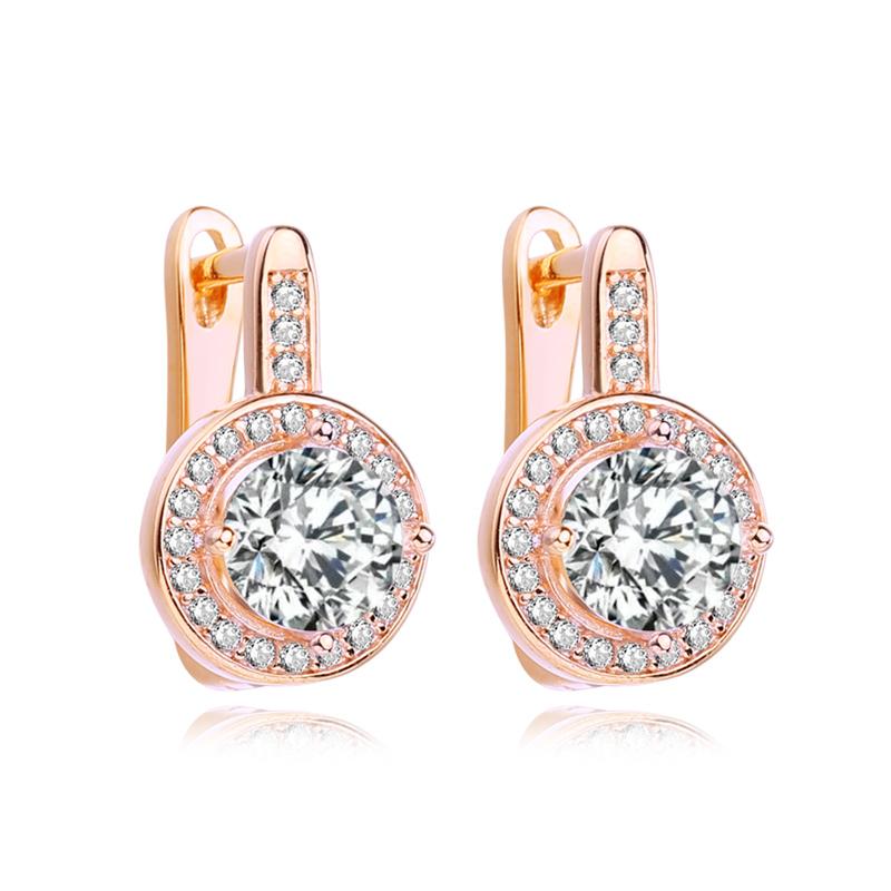 

Серьги-клипсы MINTHA, модные свадебные повседневные модные ювелирные изделия цвета розового золота, круглые серьги с кубическим цирконием для женщин, свадебные серьги с геометрией A