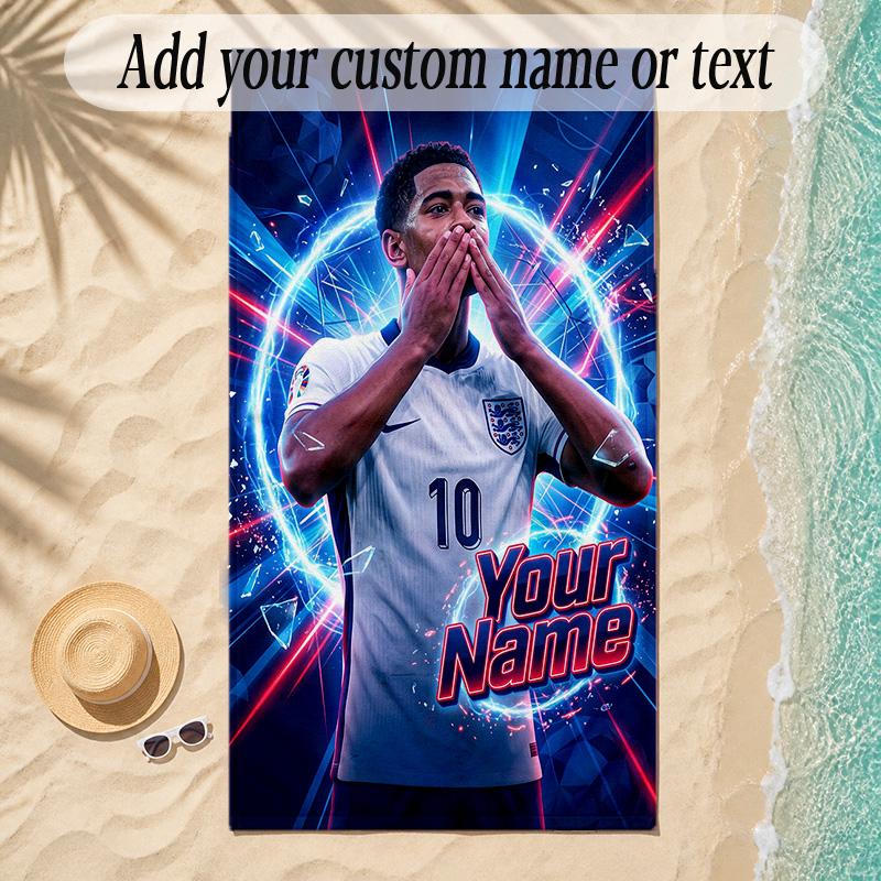 Beach TowelJude Bellingham Custom Name Text Personalized Soft Towel for Beach Pool Indoor Home Decor Gift