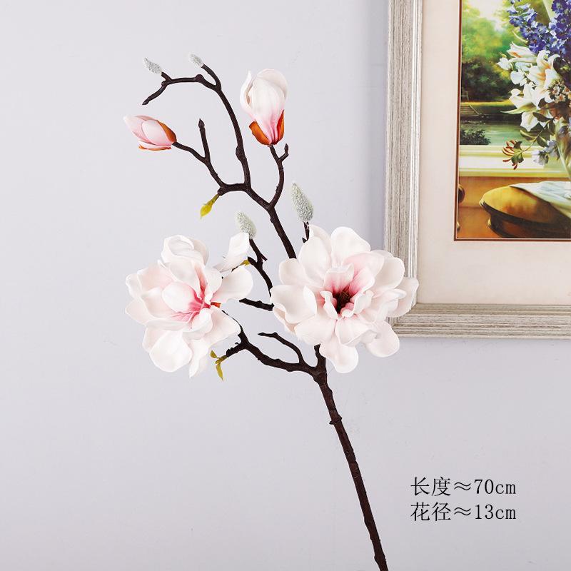 Simulation of Mid-branch Magnolia, Head Magnolia Desktop Flower Arrangement, Fake Flower Simulation of Magnolia Wedding PU Flower Material