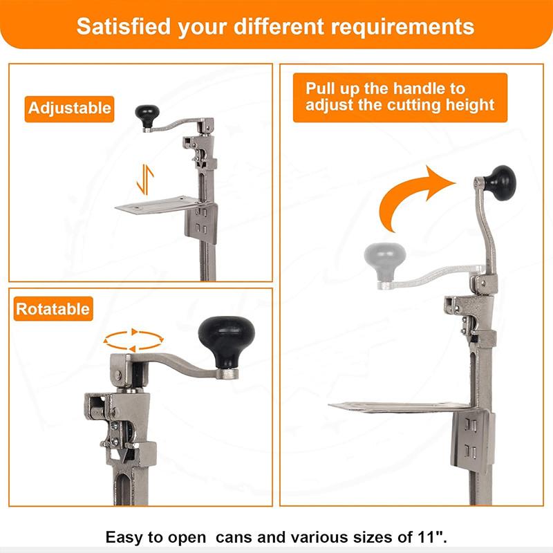 47cm Industrial Table Mount Bottle Tin Opener Heavy-Duty Manual Canned Fruit Bottle Opener Cast Steel Commercial Can Opener