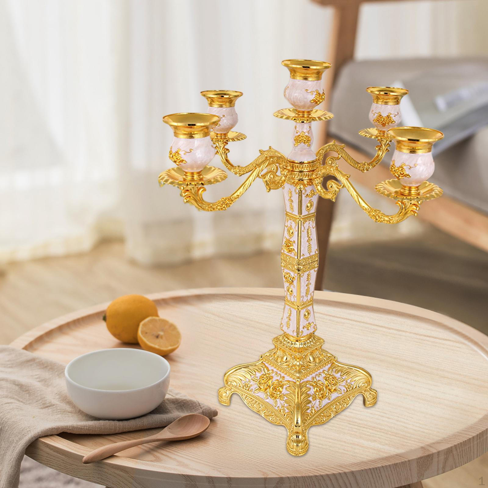 Candle Holder Candelabra Metal Candlestick Tapered for Table Decoration 5 Head