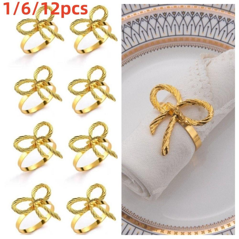 1/6/12pcs Metal Napkin Ring Buckles Gold Dinnig Table Decoration Fashion Napkin Holder Kitchen
