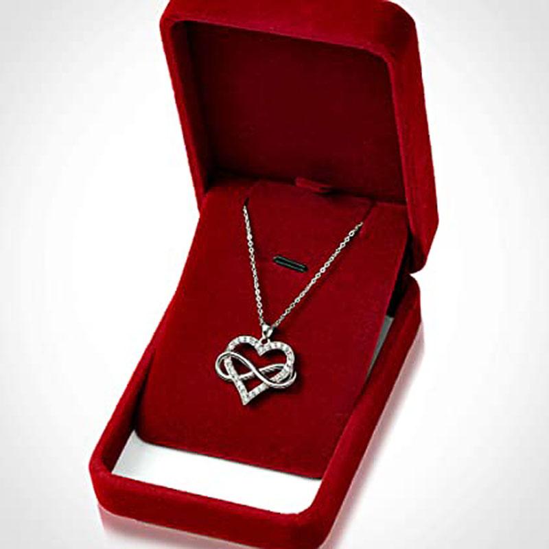 Huitan  Color Love Heart Necklace for Women Full with Sparkling CZ Engagement Wedding Bridal Necklaces New Fashion Jewelry