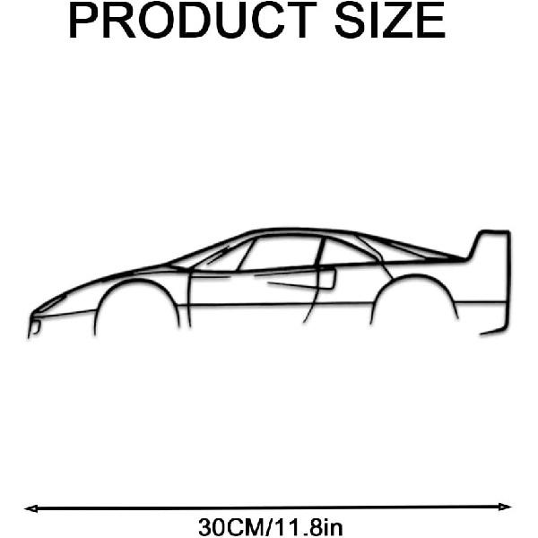 JILIP Car Metal Wall Art Signs, Modern Hanging Wall Silhouette Decor, Black Geometric Wall Sculptures, Home Office and Living Room (Size :