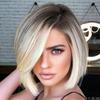 Bobo Wig Women Short Wigs Fake Hair Straight Ombre Blonde Wig Fashion Cosplay Wig Party Girls Role Play Daily Natural Hair