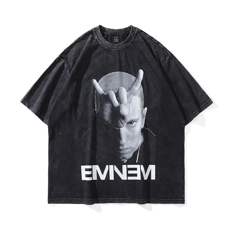 High Street Washed Old Graffiti Short Sleeve T-Shirt Men'S American Retro Street Hip Hop Brand Half Sleeve Loose