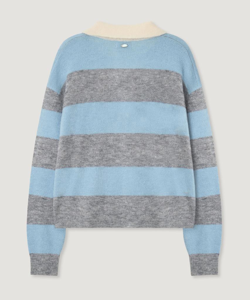 MELLY&ROSE Sunset Wide Stripe Polo Knit (310254)_Gray