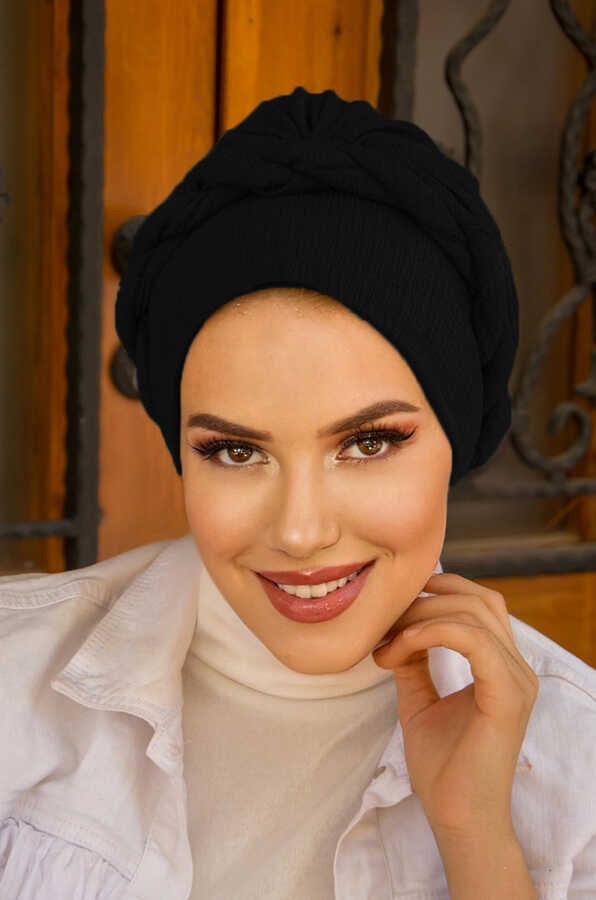Black Ready Twisted Hijab Hat