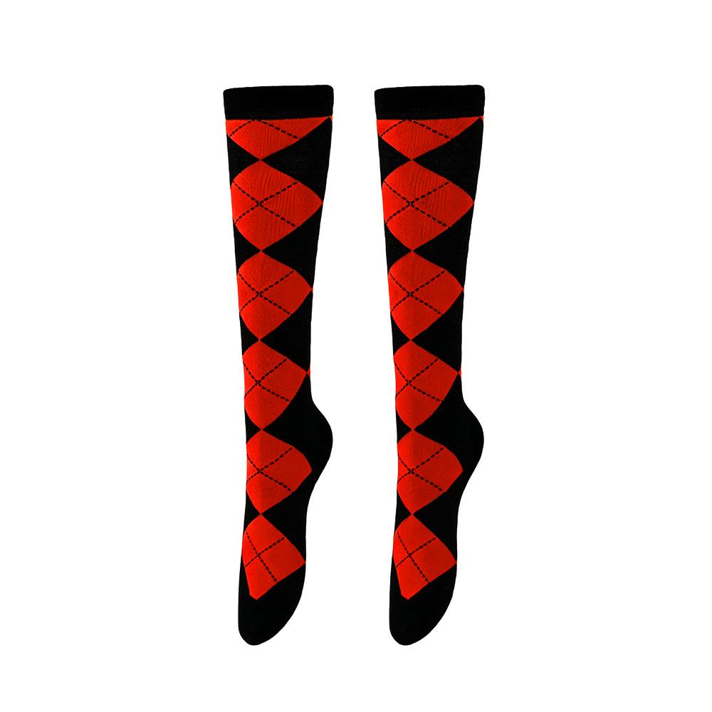 European & American Diamond Lattice Compression Leggings: High Elastic, Non-Snag, Slim Fit Cycling & Sports Socks