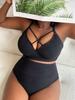 Damen einfarbiger Badeanzug Badeanzug Zweiteiler Strandmode Bikini Übergröße Badeanzüge