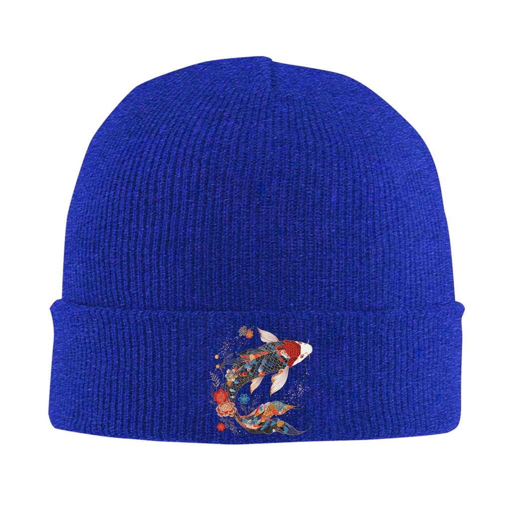 Koi Fish Flower Japanese Art Floral Koi Carp Knitted Caps Womens Unisexs Skullies Beanies Winter Hats  Warm Caps