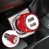New Bling USB Car Charger 5V 2.1A Dual Port Fast Adapter Pink Car Decor Car Styling Diamond Car Accessories Interior for Woman