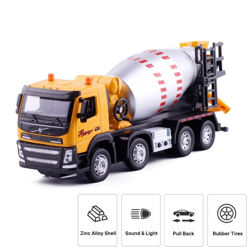 

Volvo Concrete Mixer Truck 1/50 Toy Lorry Engineering Car Miniature Vehicle Diecast Metal Model Sound Light Collection Gift Boy