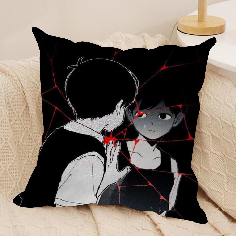 Game Anime O-Omori Cushion Cover Silky Short Plush Sofa Pillow Cover Hidden Zipper Soft Dustproof Case for Home Decor