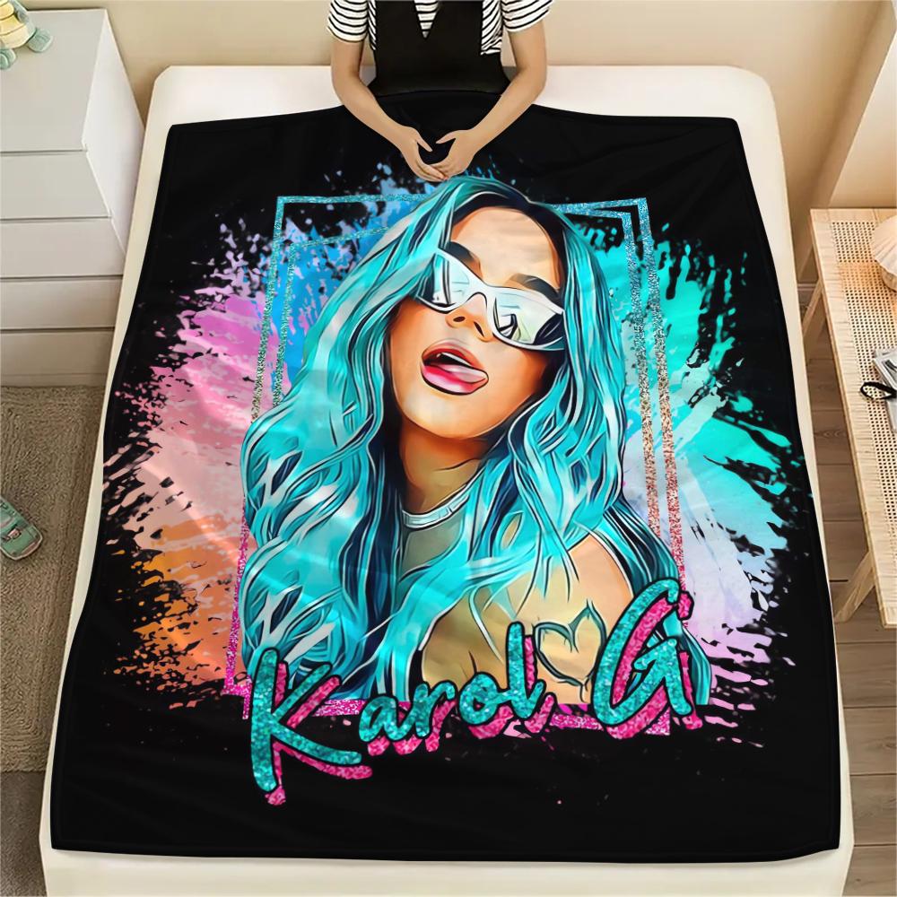 1Pc Karol G Print Flannel Blanket, High Quality Comfortable for All Seasons, Home Decor, Warmth and Comfort, Perfect for Gifts