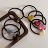 Gold Label Heart-Shaped Acetate Candy Color Hair Tie - High Elasticity, Cute High Ponytail Rubber Band
