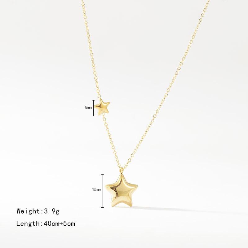European Fashion Star Stainless Steel Clavicle Necklace - Versatile and Stylish Pendant for Women