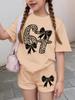 67 Six Seven Girls Clothes Cute Tie-Dye 3D Print Girls Short Sleeve T-Shirt Pants Set Casual Fashion Children's Clothes Tops