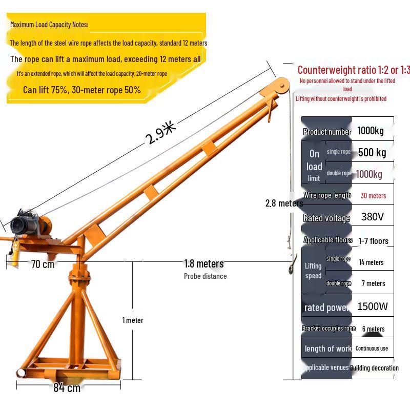 220V Household Electric Hoist: Compact Crane for Outdoor Building and Decoration