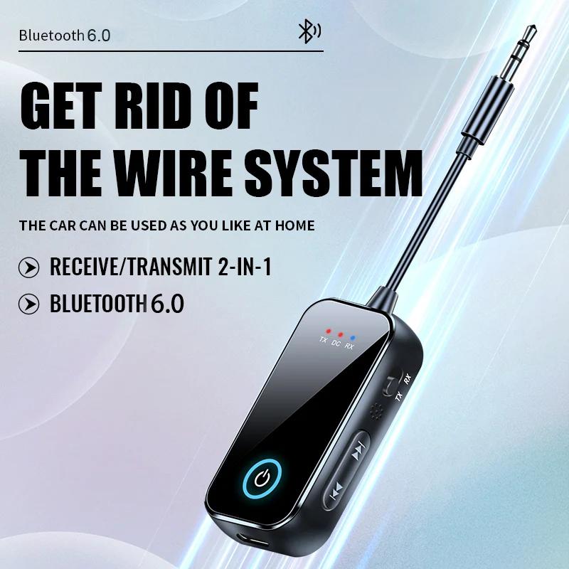 Bluetooth 6.0 Audio Transmitter and Receiver 2 In 1 Wireless 3.5mm Aux Audio Adapter Bluetooth Transmitter for TV Car Headphones