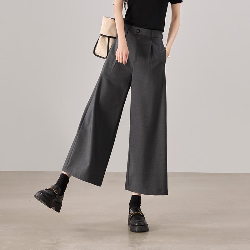 

2026 Spring High-Waisted Linen Casual Wide-Leg Pants for Women Medium серый