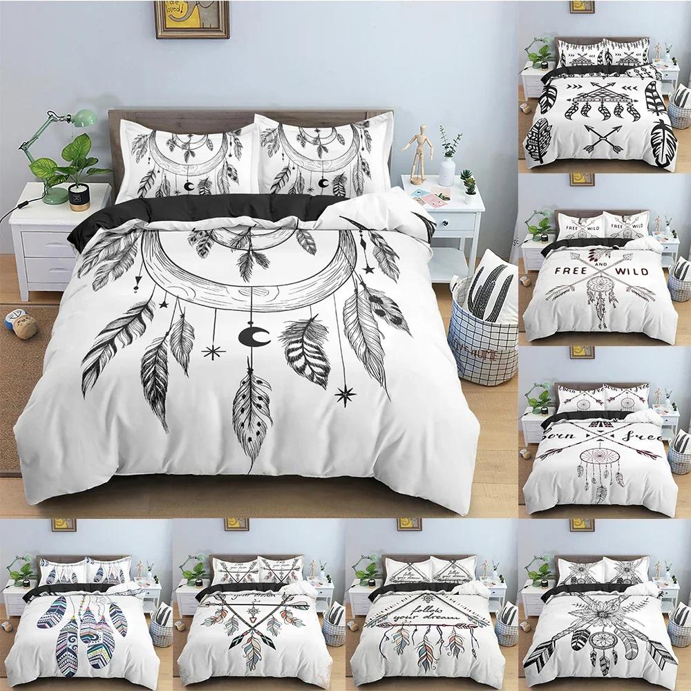 Dreamcatcher Bedding Set Feather Pattern Duvet Cover Comforter Covers Single Twin King Size Quilt Cover With Pillowcase 2/3Pcs