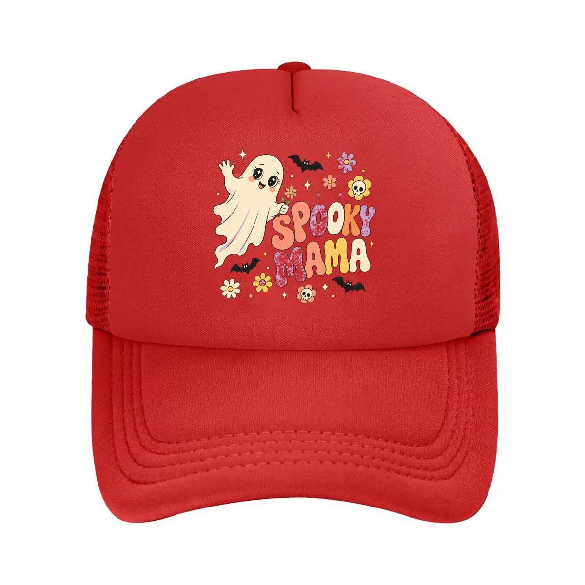 Groovy Pastel Halloween Mom Spirit Mesh Baseball Cap Hip Hop Adjustable