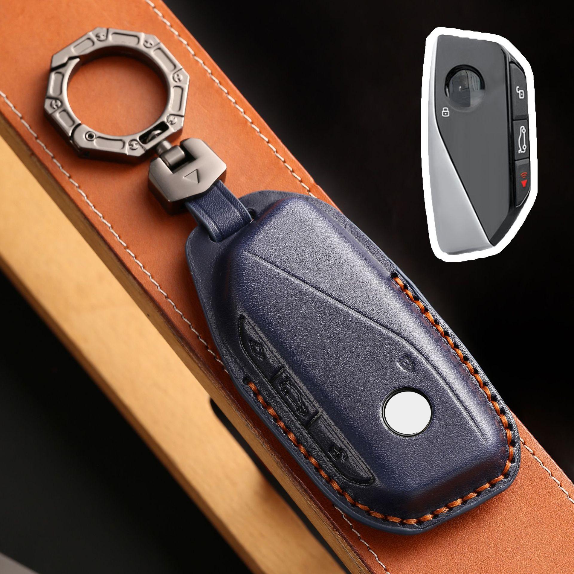 

Leather Car Key Fob Case Cover For Bmw 7 Series 735I 740 735Li X5 740Li X7 X1 U11 I7 G07 Lci Xm U06 G81 M3 Accessories