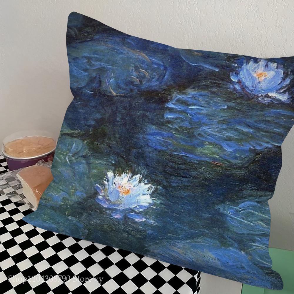 1pc Claude Monet Pillow Case Square Bedroom Sofa Leisure Comfort Cushion Car Living Room Home Decoration