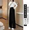 Off-white Chenille Wide-leg Pants Women's New Autumn and Winter Fleece Windproof Pants Winter Casual Corduroy Pants