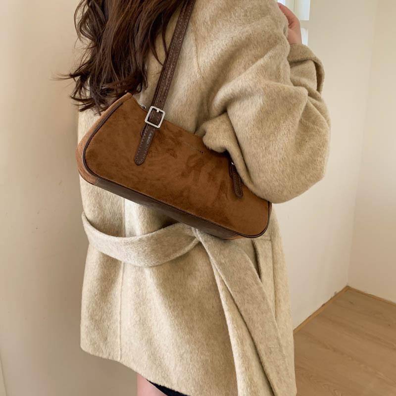 Suede bag women's 2025 new trendy fashion versatile shoulder messenger bag premium sense Maillard armpit bag